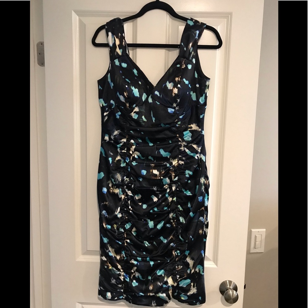 Maggy London satin Cocktail dress.  Beautiful dress with flattering details.